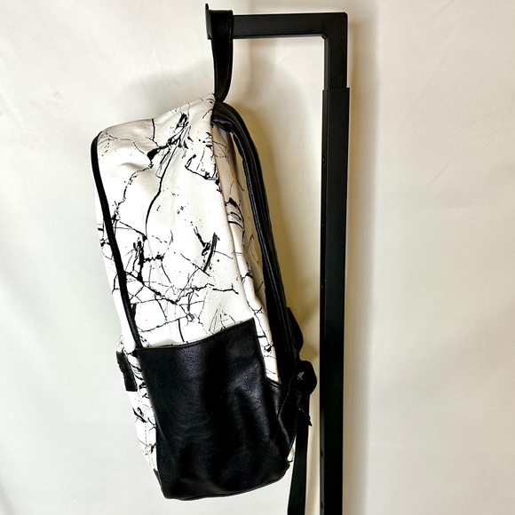 Guess Leather Backpack Black and White Marble Design - Picture 2 of 10